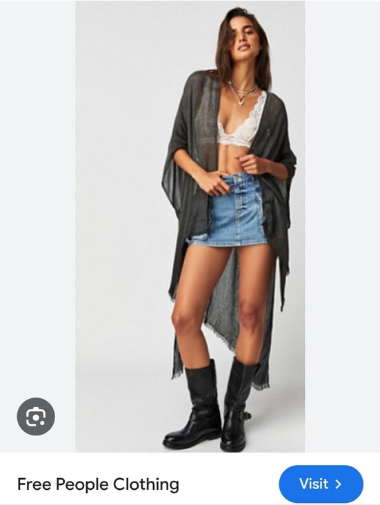 Free People Sweaters - Lightweight Charcoal Day Dream Washed Fringe Kimono  One Size